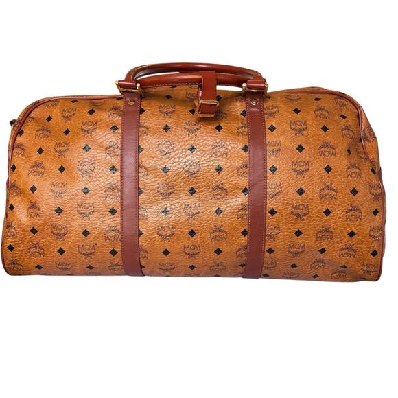 Authentic MCM Visetos brown 2Way Boston Duffel Tavel bag Made In Germany 22” BIG - Picture 2 of 16
